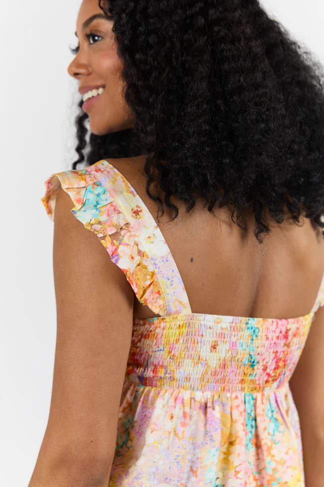 Flowers On My Mind Cinched Bust Multi Print Floral Tank FINAL SALE - Terpint