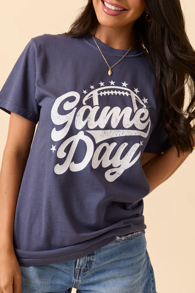 Game Day Script Navy Graphic Tee - Terpint
