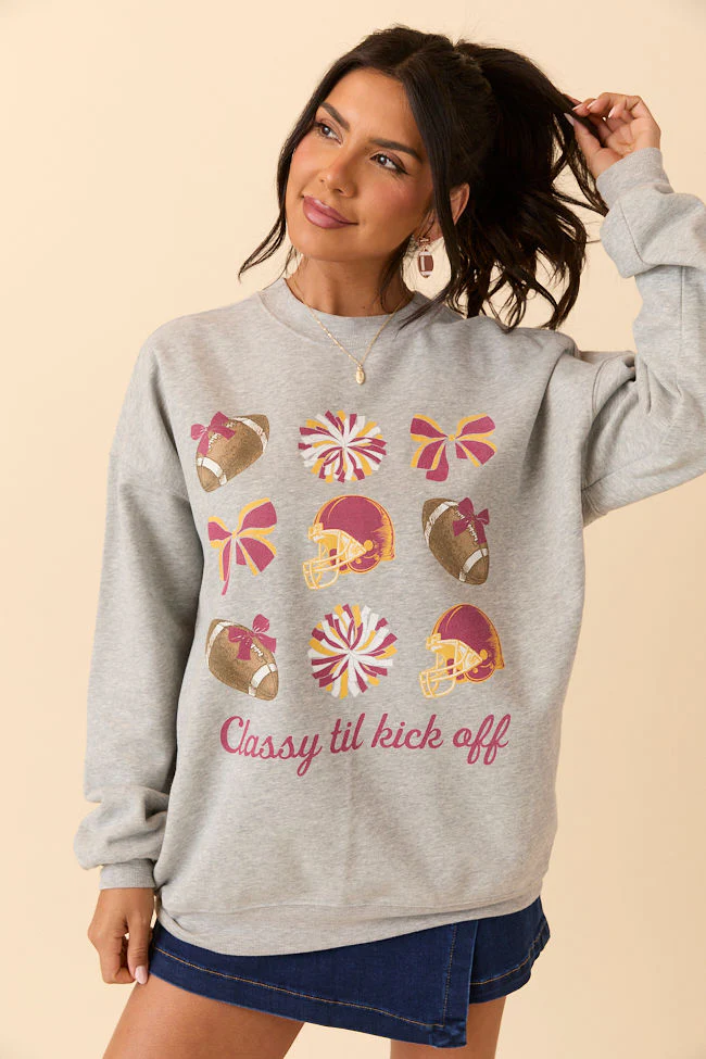 Football Icon Gold and Cardinal Light Grey Graphic Sweatshirt - Terpint