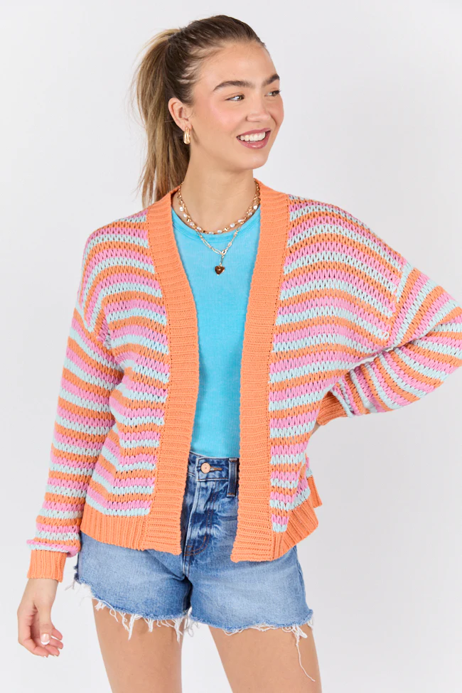 You're My Muse Pink, Orange, and Mint Multi Stripe Cardigan FINAL SALE - Terpint