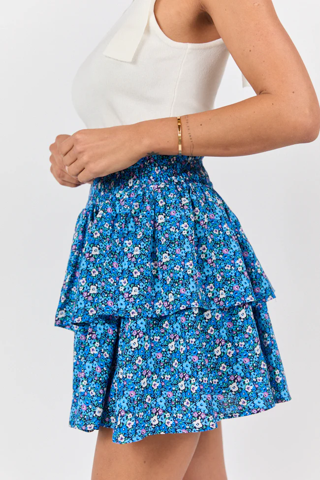 Breezy Navy Floral Tiered Skort DOORBUSTER - Terpint