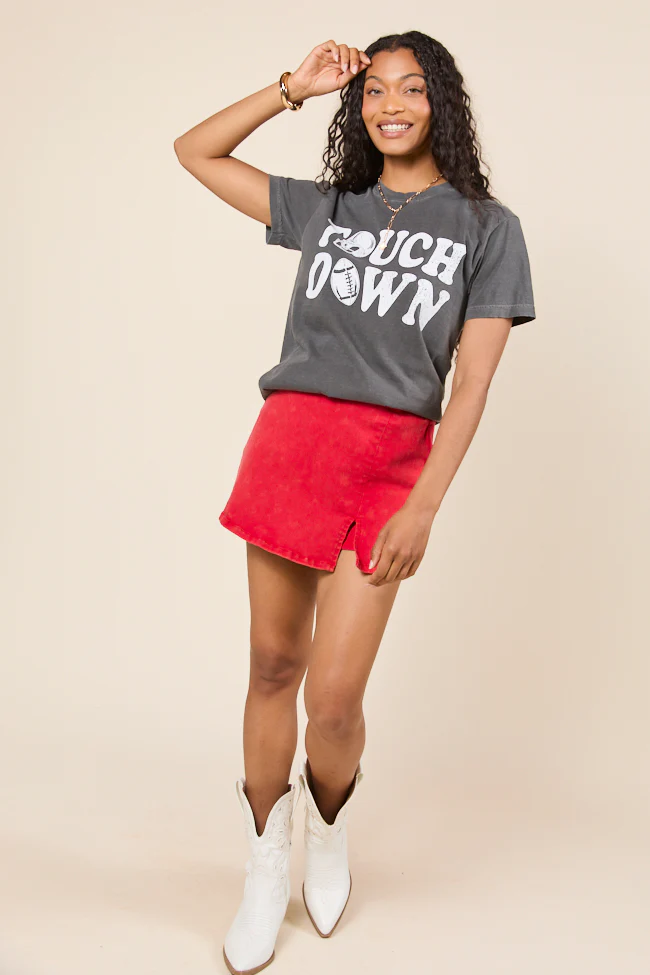 Touchdown Printed Dark Grey Graphic Tee - Terpint