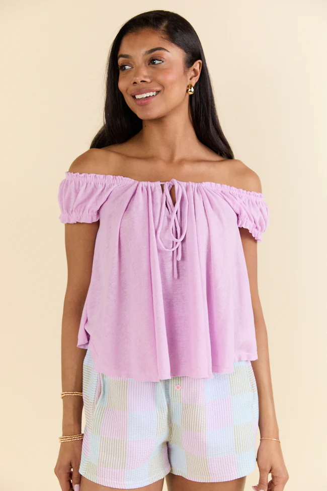 Minimal Essence Purple Off To Shoulder Knit Top FINAL SALE - Terpint