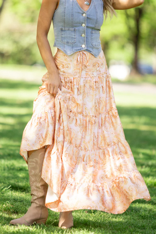 Sunlit Blossoms Bandana Printed Maxi Skirt DOORBUSTER - Terpint