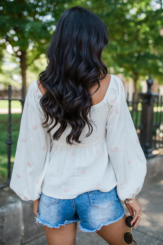 Darling Days Ivory Floral Embroidered Gauze Top - Terpint