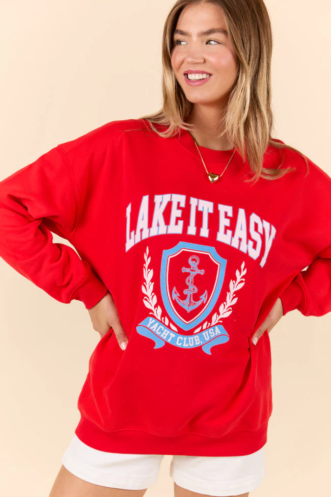 Lake It Easy Red Graphic Sweatshirt - Terpint