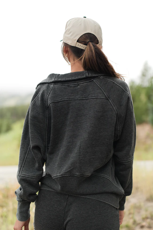 Learn As You Go Black Acid Washed Full Zip Sweatshirt FINAL SALE - Terpint