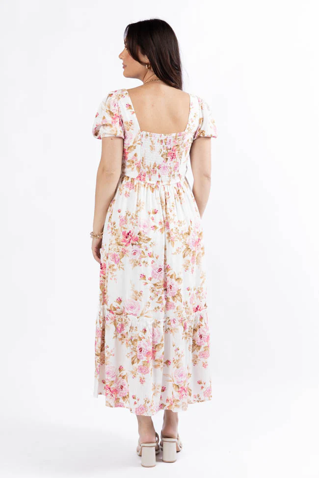 Small Town Smoke Show Pink Multi Floral Midi Dress FINAL SALE - Terpint