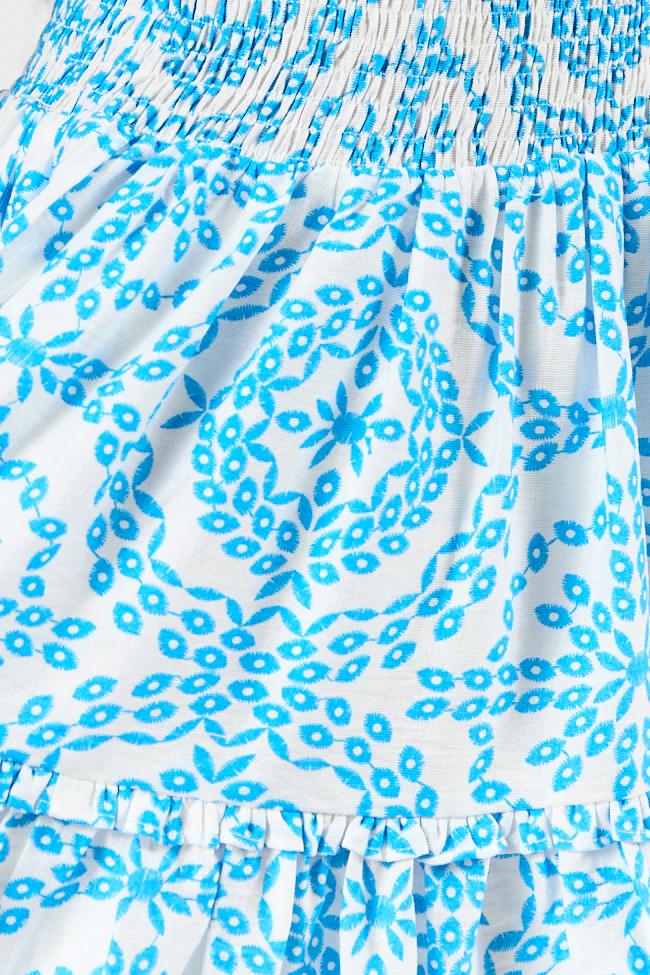 Enough For Me Blue and White Smocked Bodice Printed Mini Dress FINAL SALE - Terpint