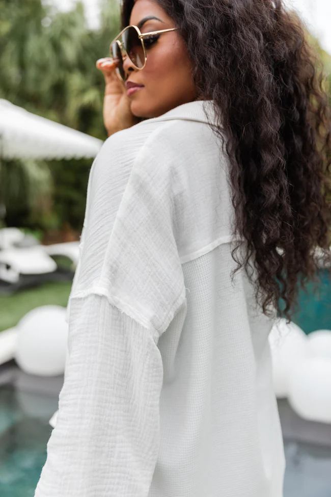 Pulling It Together Ivory Waffle And Gauze Shacket FINAL SALE - Terpint