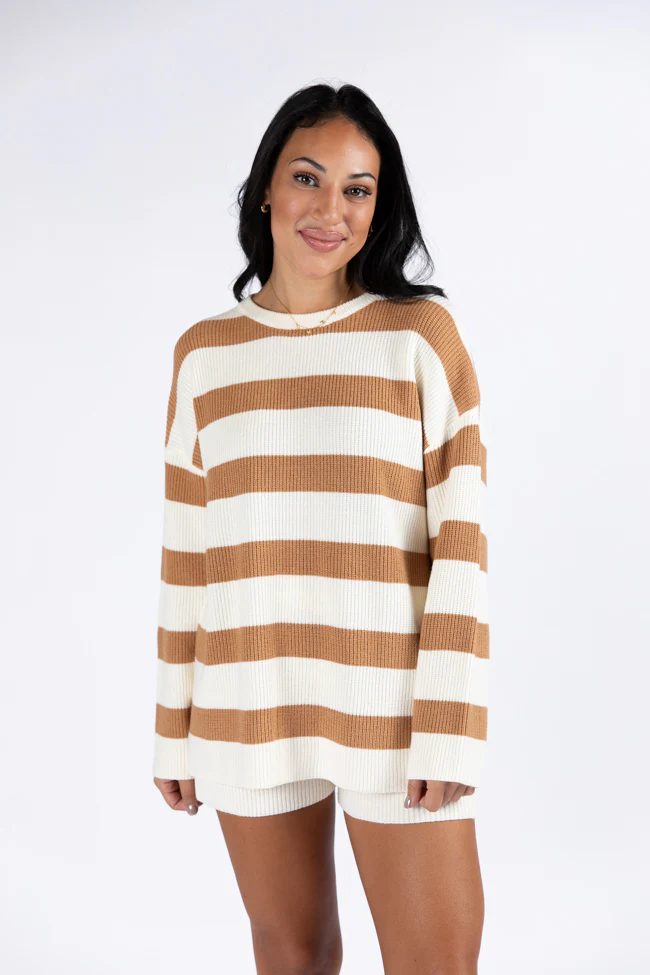 Sign Of The Times Ivory and Tan Striped Sweater Set - Terpint