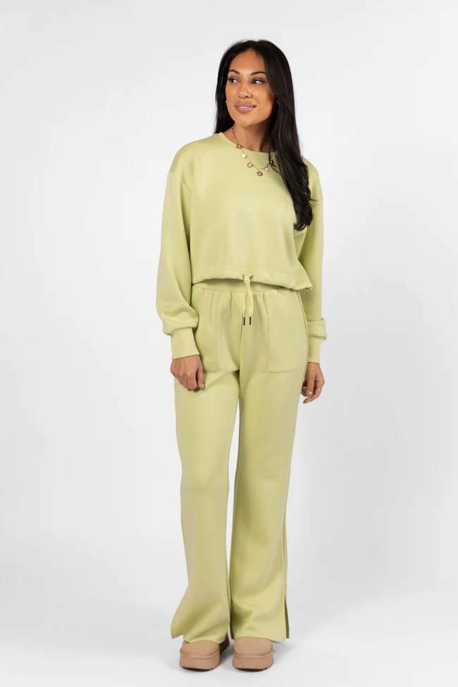 Only One Lime Wide Leg Pull On Pants FINAL SALE - Terpint