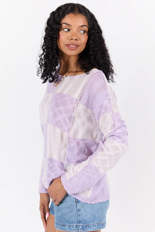 Sunset Key Purple Checkered Sweater FINAL SALE - Terpint