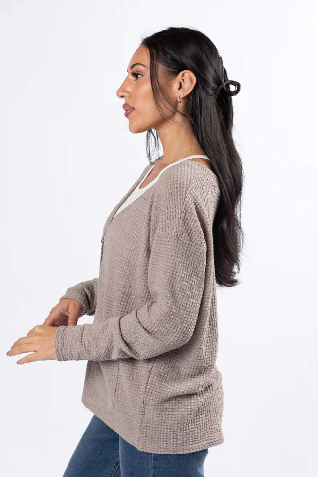 Sounds Like Me Taupe Waffle Knit Cardigan FINAL SALE - Terpint
