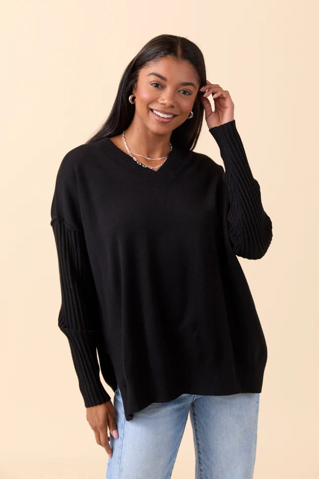 Mariah Black Relaxed Long Sleeve Pullover Tunic DOORBUSTER - Terpint