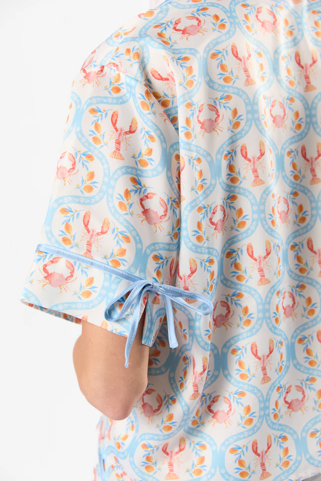 Rest Up In The Cutest Catch Satin Pajama Top FINAL SALE - Terpint