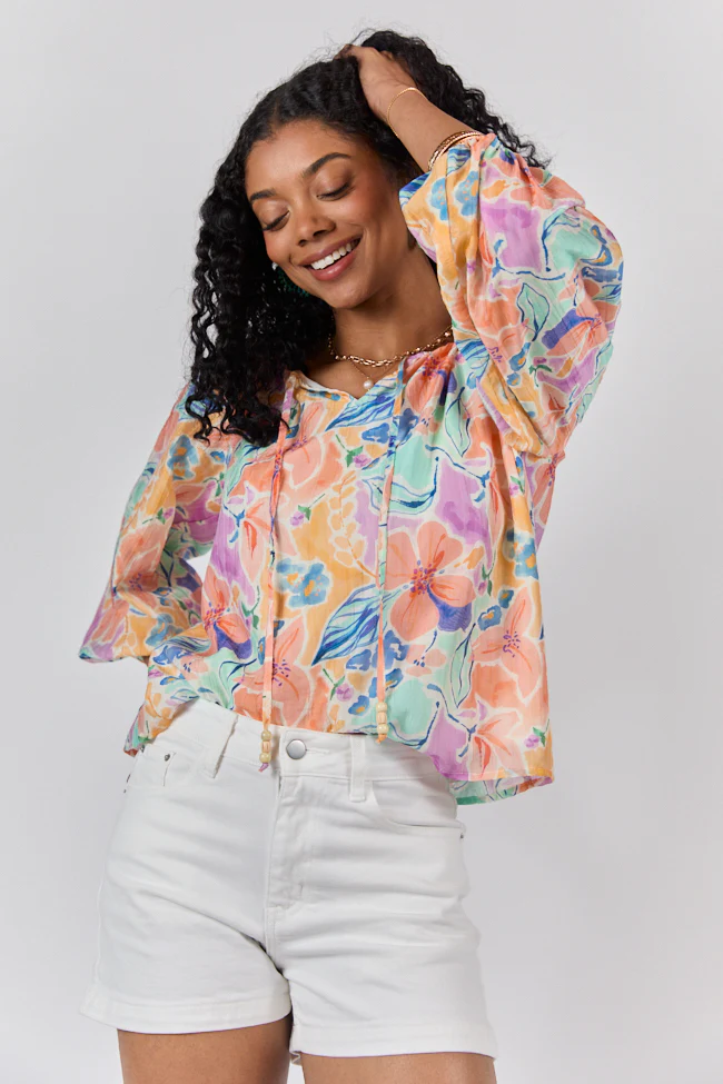 Come Along Purple Floral Woven Pop Over Blouse FINAL SALE - Terpint