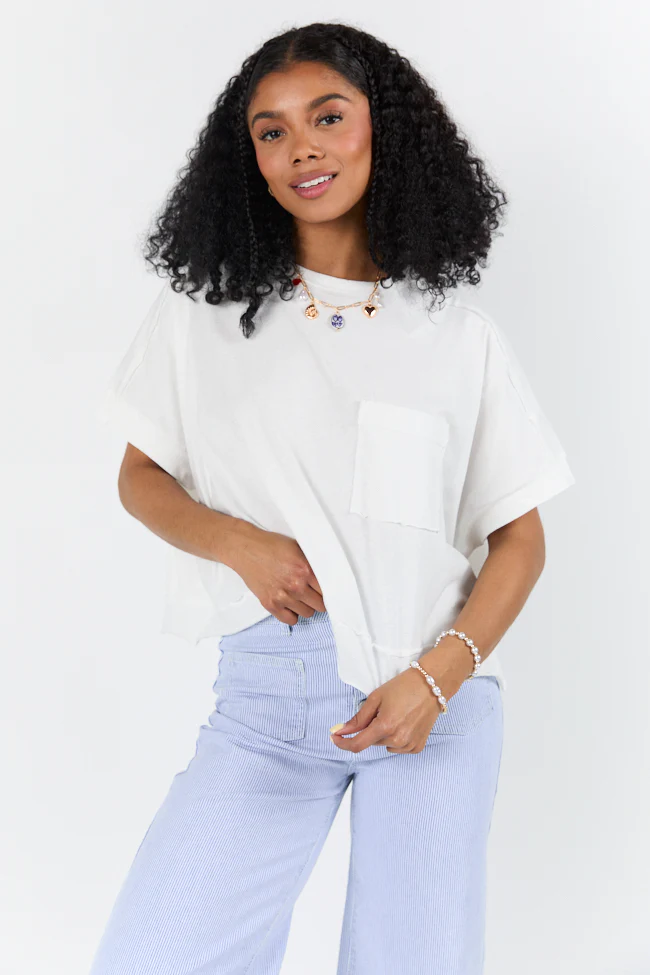 Walk Out White Oversized Washed Crop Knit Top FINAL SALE - Terpint