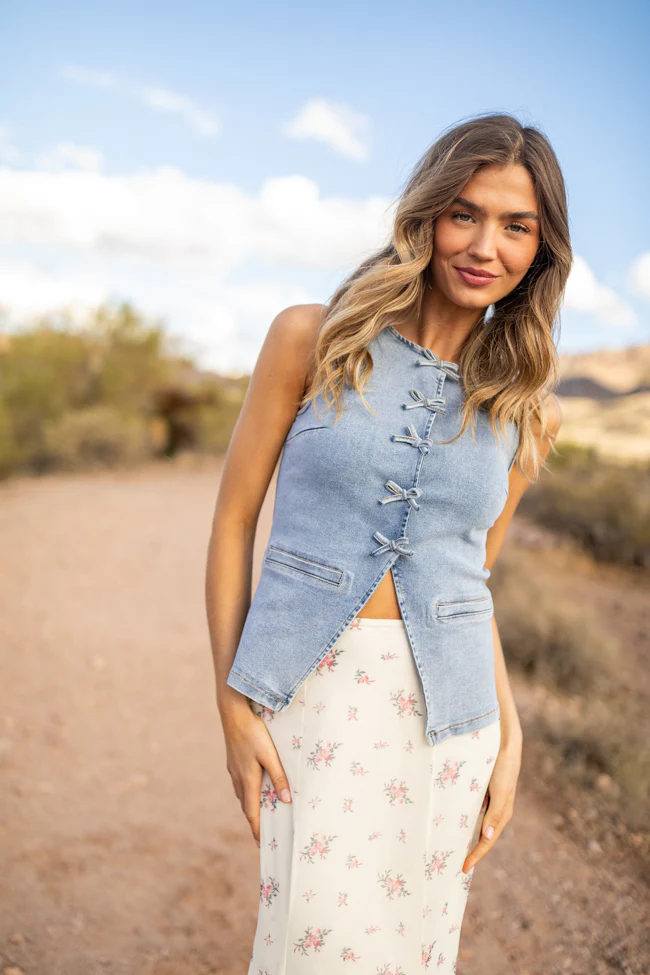 Western Ties Bow Denim Vest - Terpint