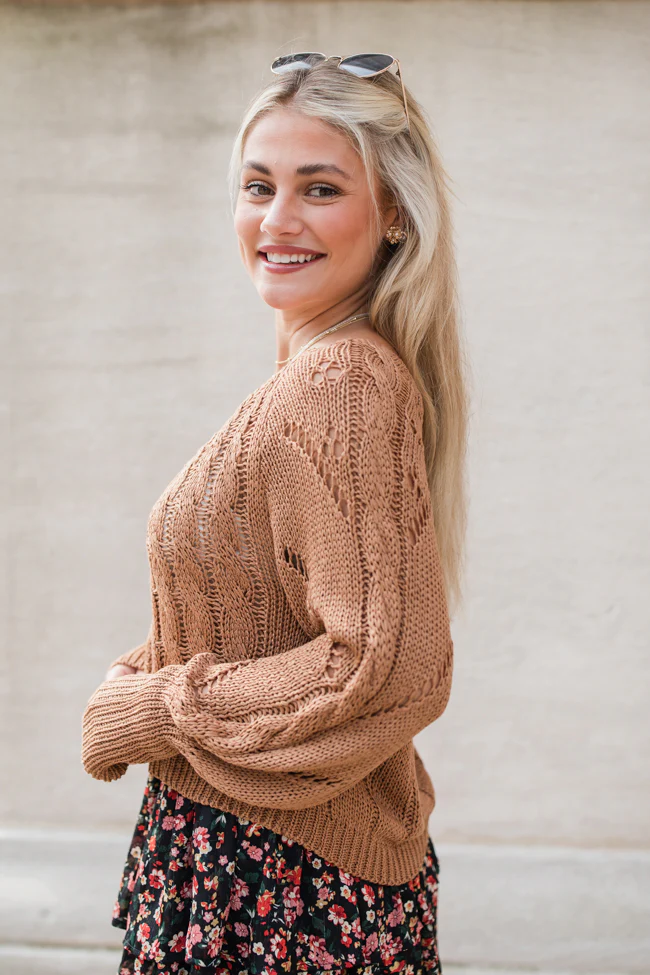 I'm Just Me Brown Cable Knit Lightweight Sweater FINAL SALE - Terpint