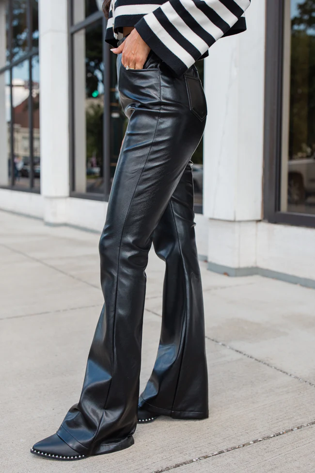 Forevermore Black Faux Leather Flare Pants FINAL SALE - Terpint