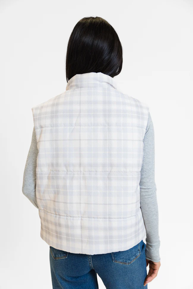 In A Bubble Beige Plaid Puffer Vest FINAL SALE - Terpint