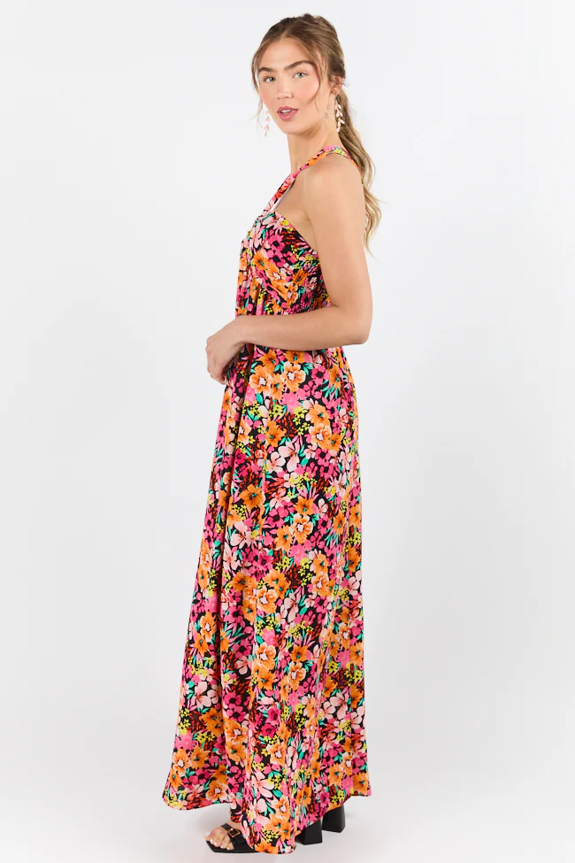 Waterside Elegance Multi Floral Halter Neck Maxi Dress FINAL SALE - Terpint