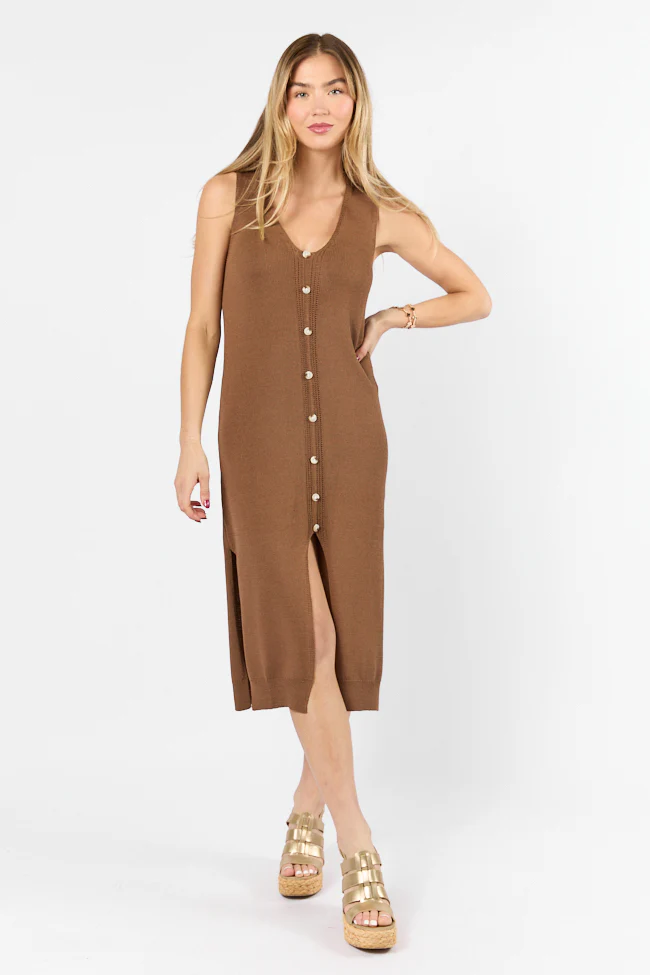 Endless Coastline Chocolate Knit Sweater Dress FINAL SALE - Terpint