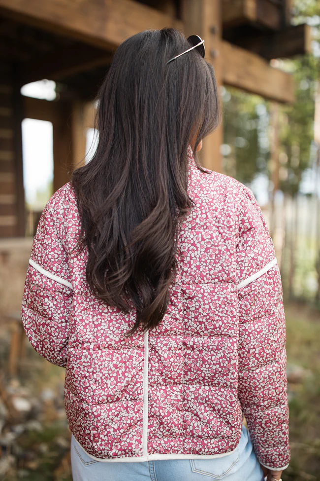 Set Me Free Berry Floral Quilted Jacket FINAL SALE - Terpint
