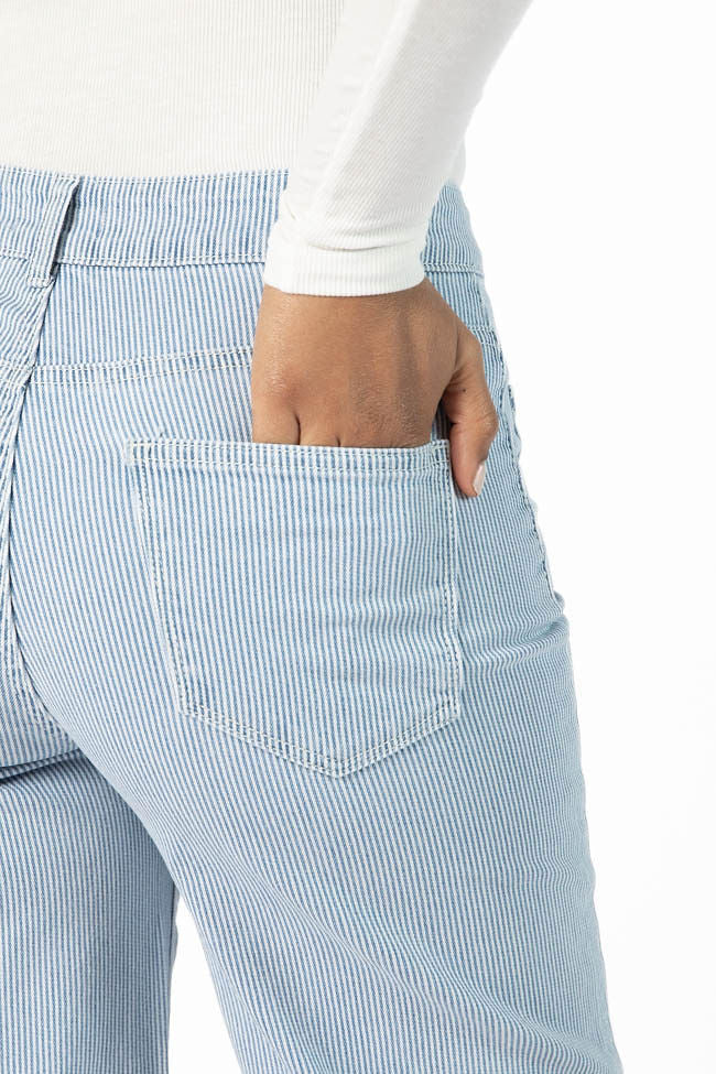 Sutton Striped Wide Leg Patch Pocket Jeans SALE - Terpint