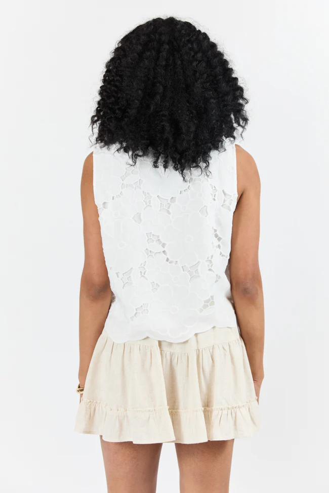 Right Through Me Ivory Eyelet Tank - Terpint