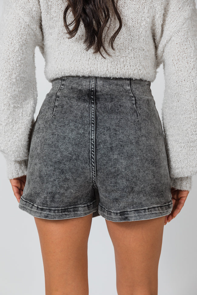 My Favorite Black Acid Wash Denim Skort - Terpint
