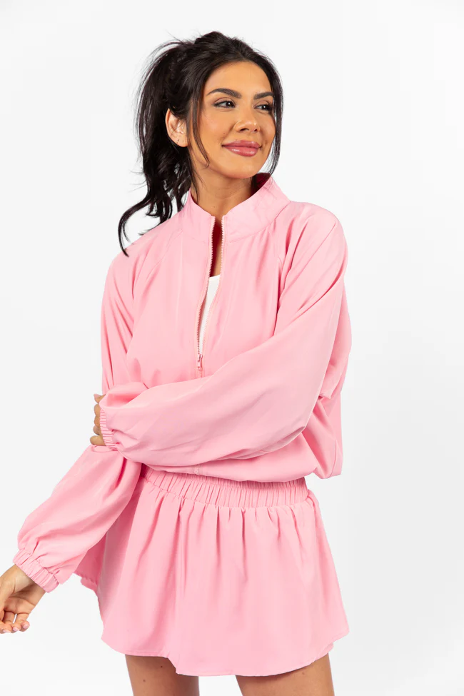 On The Daily Light Pink Full-Zip Windbreaker FINAL SALE - Terpint