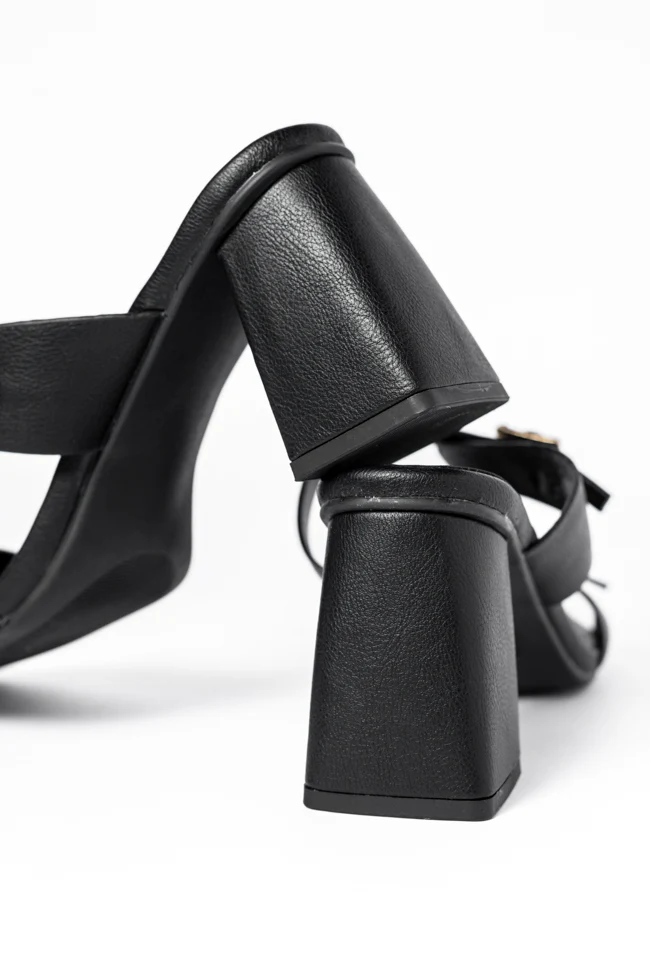 Brooklyn Black Double Strap Buckle Heels SALE - Terpint
