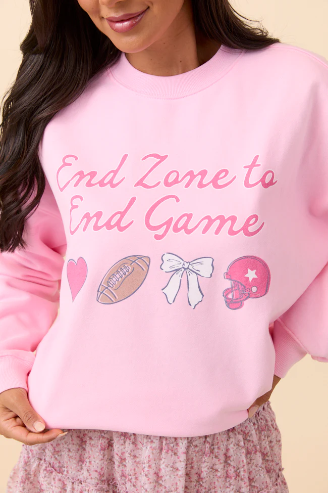 End Zone To End Game Light Pink Graphic Sweatshirt - Terpint