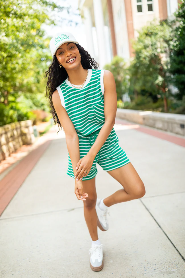 Eloise Green Striped Pocket Tank - Terpint