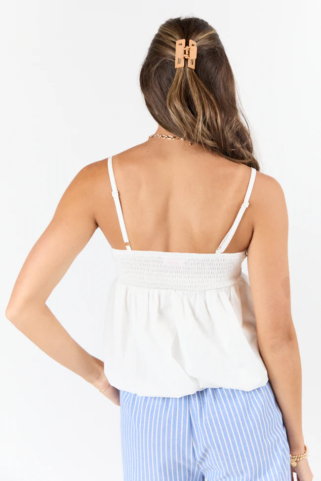 Pinky Promise Ivory Bubble Hem Tank - Terpint