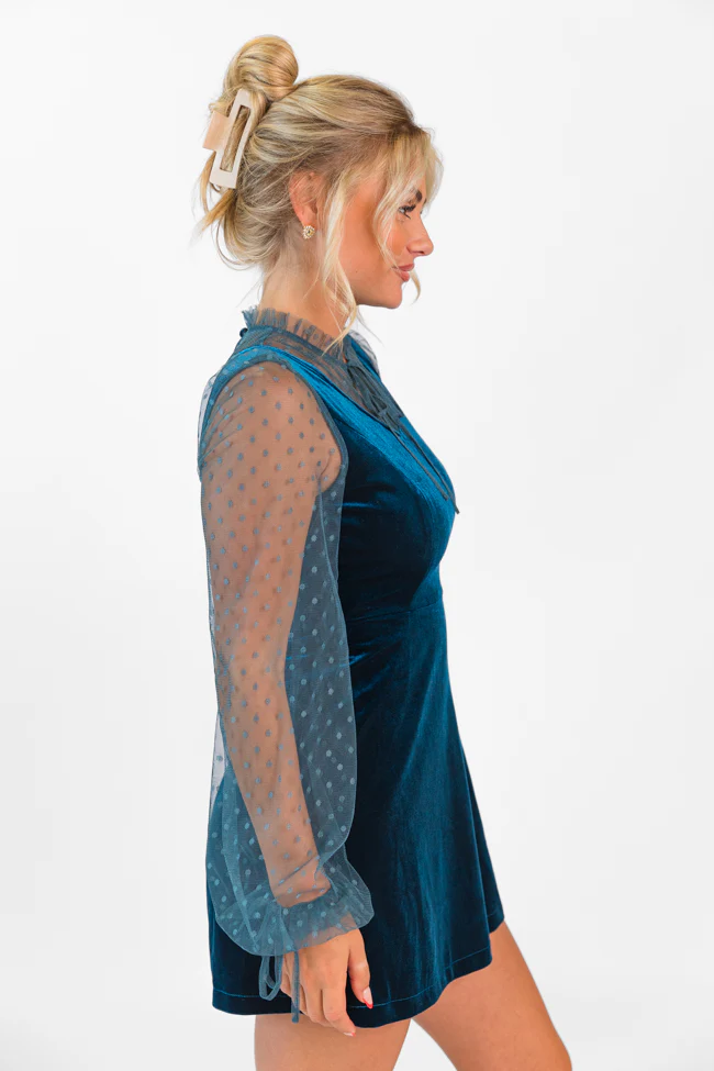 Into The Blue Velvet and Swiss Dot Romper  FINAL SALE - Terpint