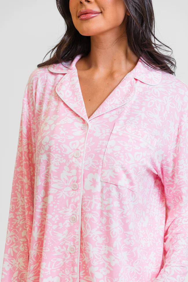 Good To Get Away In Kathy Floral Button Up Pajama Top FINAL SALE - Terpint