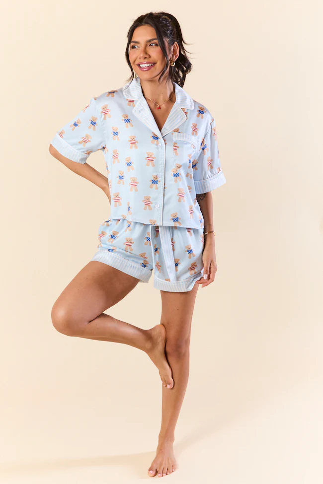 Bearly Asleep Teddy Bear Printed Pajama Shorts FINAL SALE - Terpint