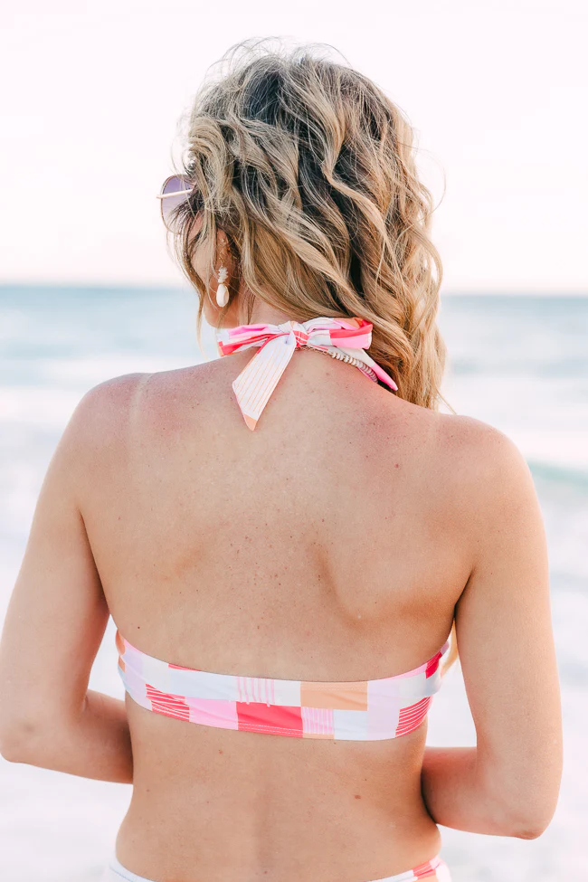 Gossip On Deck Halter Neck In Tori Patch Bikini Top FINAL SALE - Terpint
