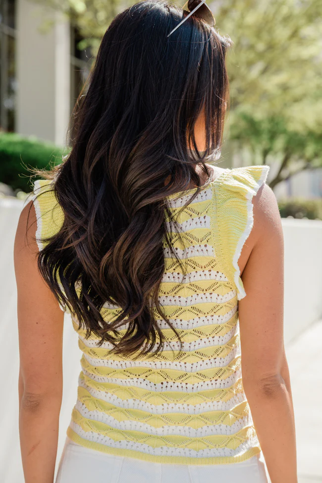 Social Hour Lime Striped Crochet Tank FINAL SALE - Terpint