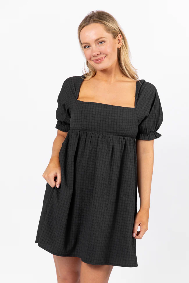 All My Days Black Square Neck Printed Mini Dress FINAL SALE - Terpint