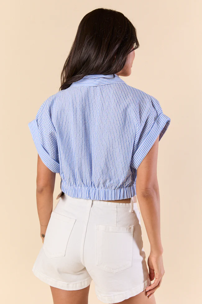 Skyline Blue Collar Cropped Striped Top FINAL SALE - Terpint