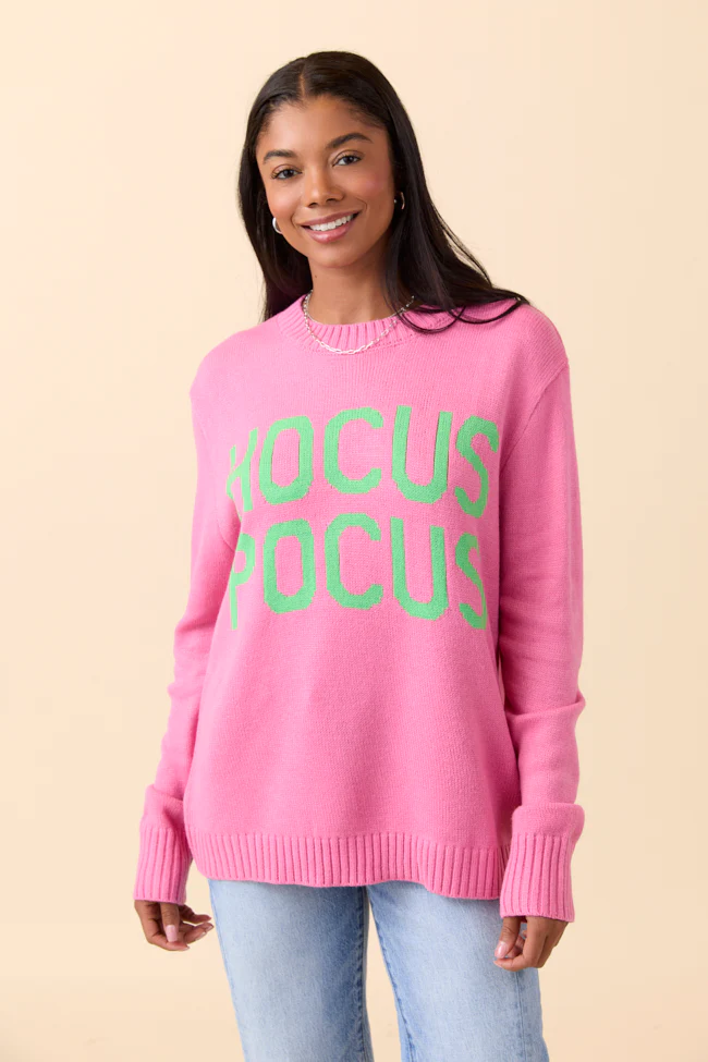 Hocus Pocus Pink And Green Crewneck Sweater - Coming Soon - Terpint