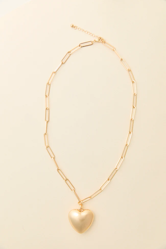 Chelsea Gold Puff Heart Necklace - Terpint