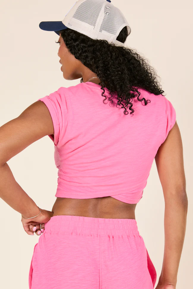 Tinley Pink Lounge Crossover Cap Sleeve Tee - Terpint