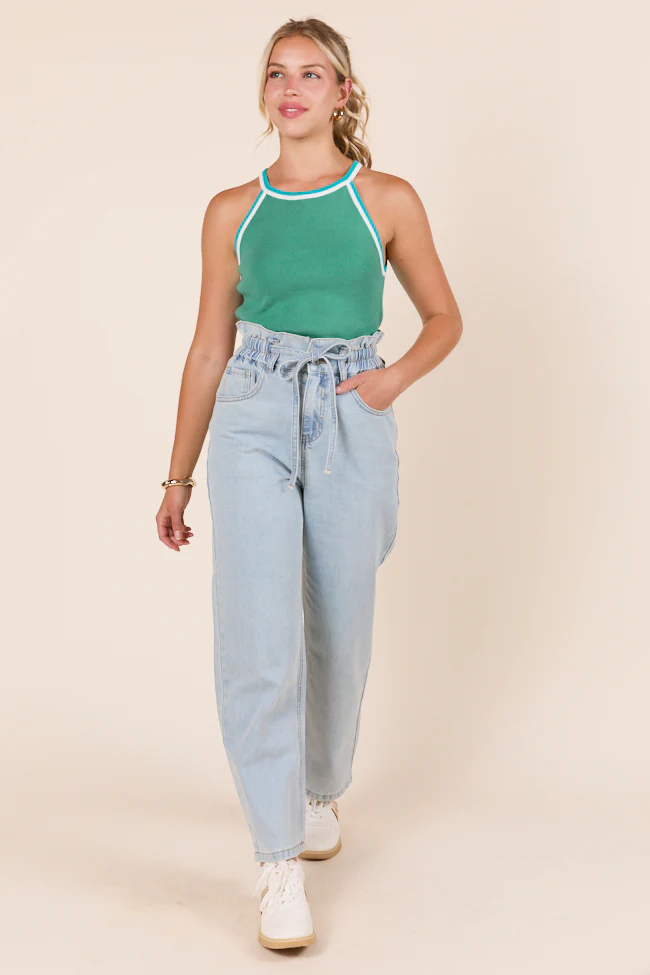 Gracie Light Wash Tie Waist Jeans - Terpint
