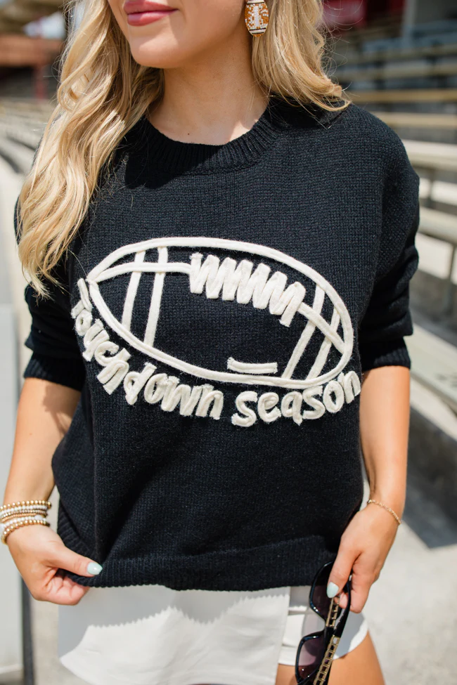 Pass It To Me Black Stitched Sweater FINAL SALE - Terpint