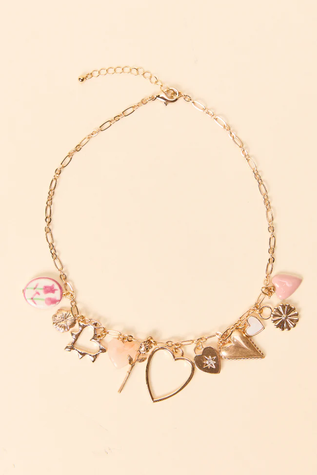 Hannah Gold Heart Charm Necklace - Terpint